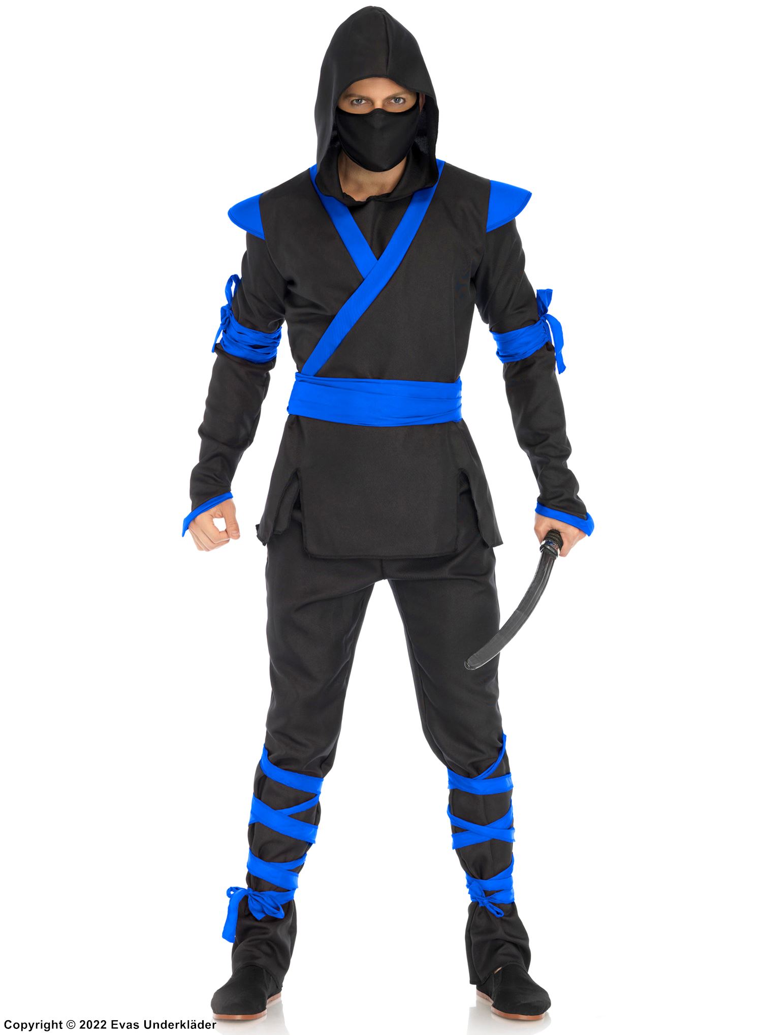 Ninja, top and pants costume, hood